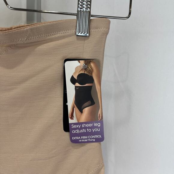 NWT CUPID Intimates Sheer Panel High Waist Shaping Thong Extra Firm Warm Beige L - Picture 3 of 8